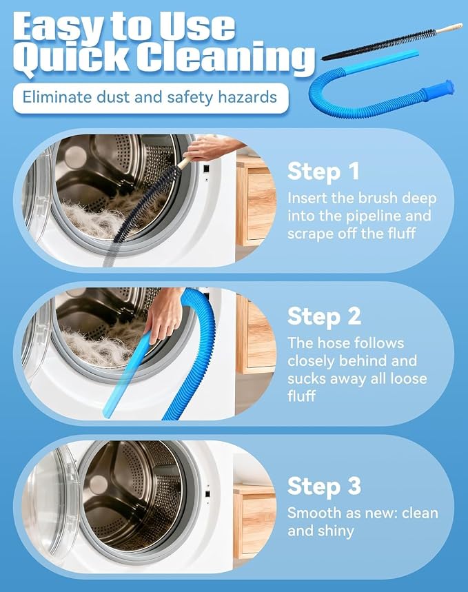 New Dryer Vent Cleaning Kit for Vacuum, Universal Dryer Lint Vacuum Attachment - Image 6