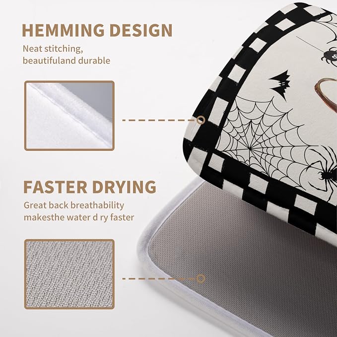 Halloween Kitchen Drying Mats for Dishes 16x18 In Orange Pumpkin Ghost Dish - Image 4