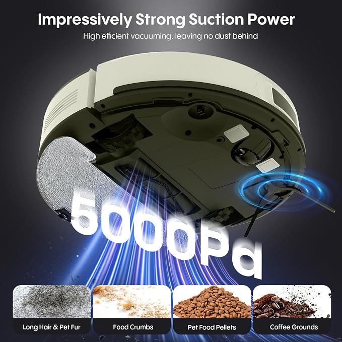Bagotte Robot Vacuum and Mop, 5000Pa Robotic Vacuums, Self Emptying Station - Image 2