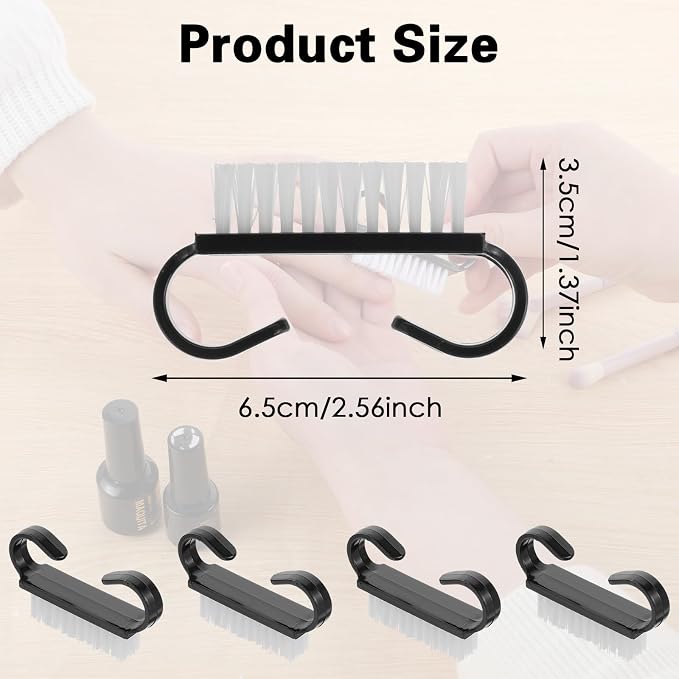 20 PCS Handle Grip Nail Brush Cleaner Black Nail Cleaning Brush Nylon - Image 6