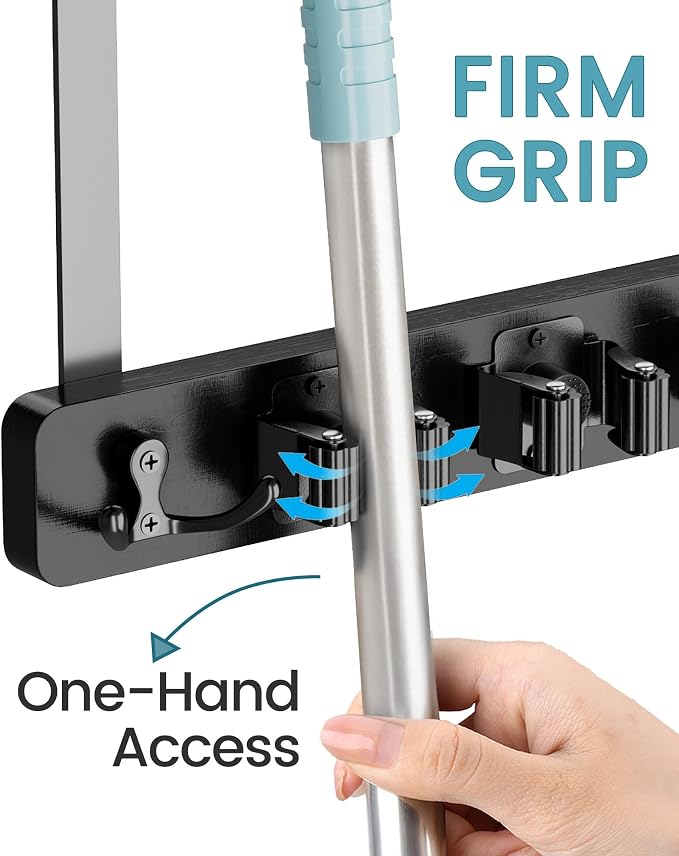 HULISEN Broom Holder Door Mount, Over the Door Broom and Mop Holder - Image 4