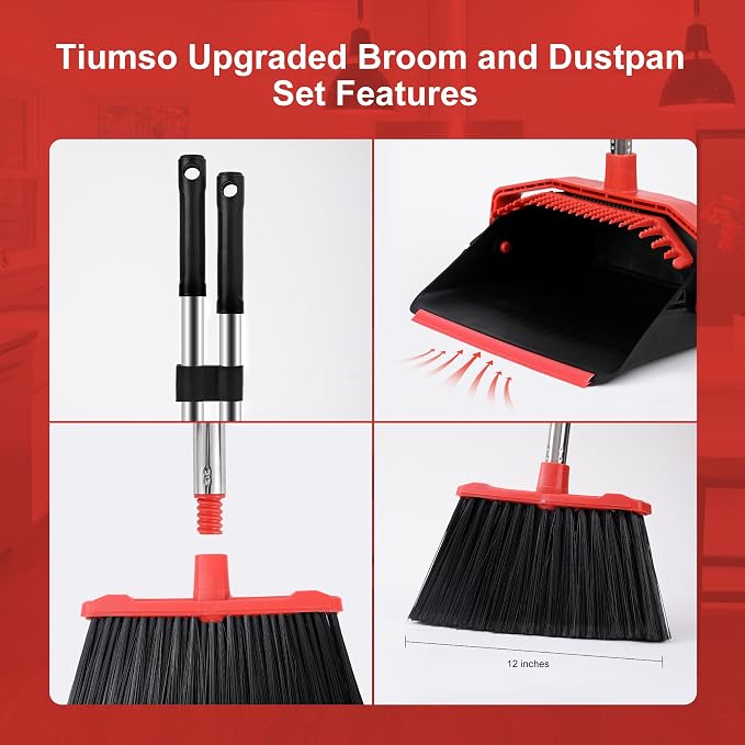 Large Upright Broom and Dustpan, Heavy Duty Dust Pan - Image 7