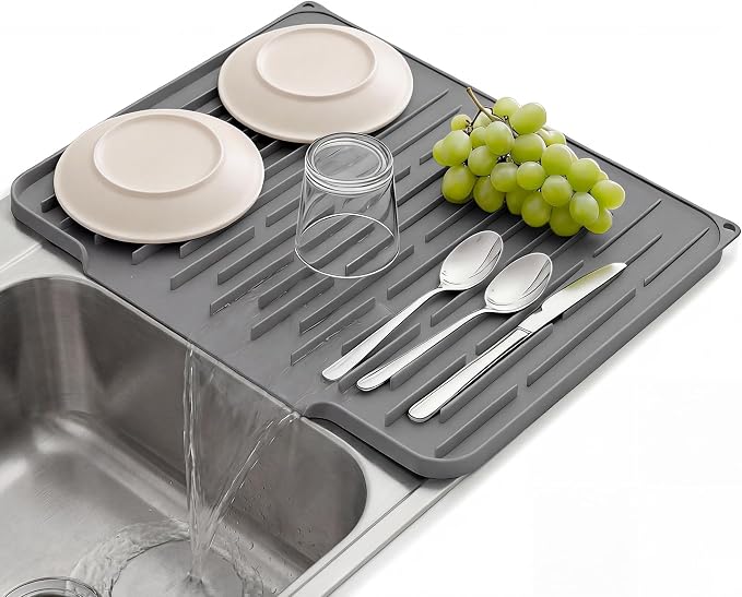 Silicone Dish Drying Mat for Kitchen Counter, Foldable & Heat Resistant Drying by TCULOSD