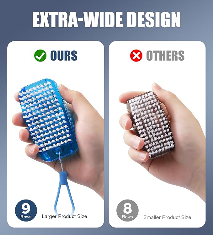 Nail Brush for Cleaning Fingernails, Larbois 2 Pack Two-Sided Extra-Wide - Image 2
