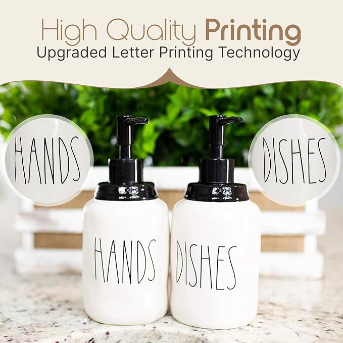 Modern Farmhouse Ceramic Dishes and Hands Soap Dispenser Set - Image 6