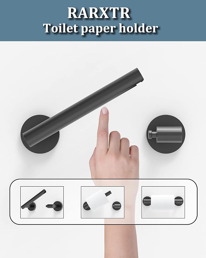 Matte Black 2 Pack Toilet Paper Holder SUS304 Stainless Steel Double Post - Image 2