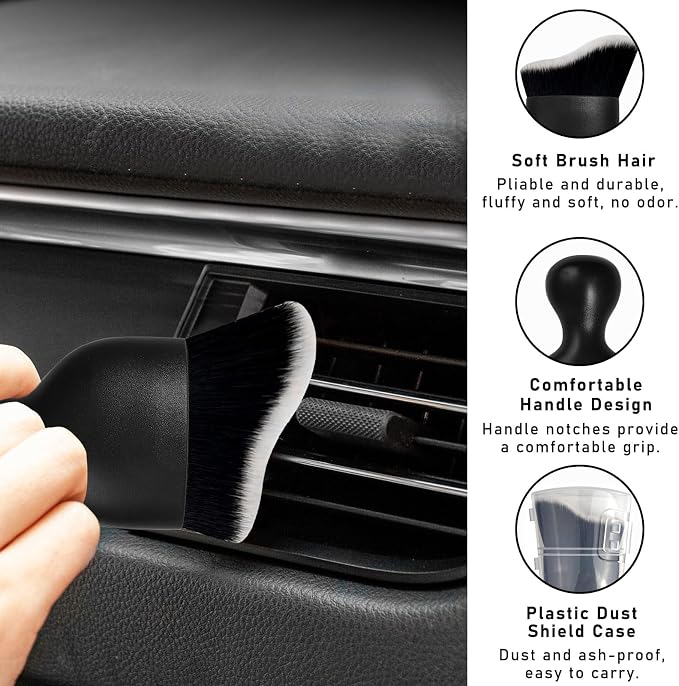 Car Interior Dust Brush, Soft Scratch Free Auto Detailing Brushes, Universal - Image 3
