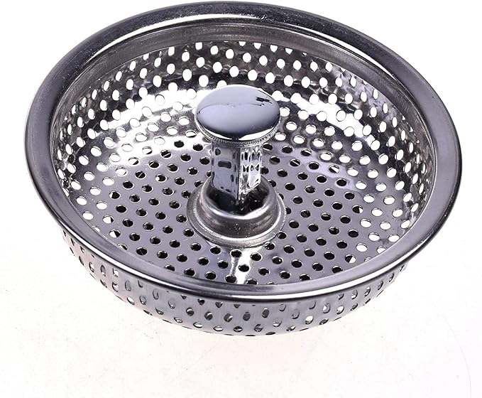 Pack of 2 Kitchen Sink Drain Strainer Basket and Stopper - Image 3