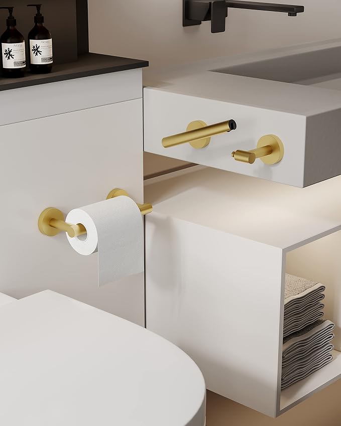 Gold 2 Pack Toilet Paper Holder SUS304 Stainless Steel Double Post Pivoting - Image 3