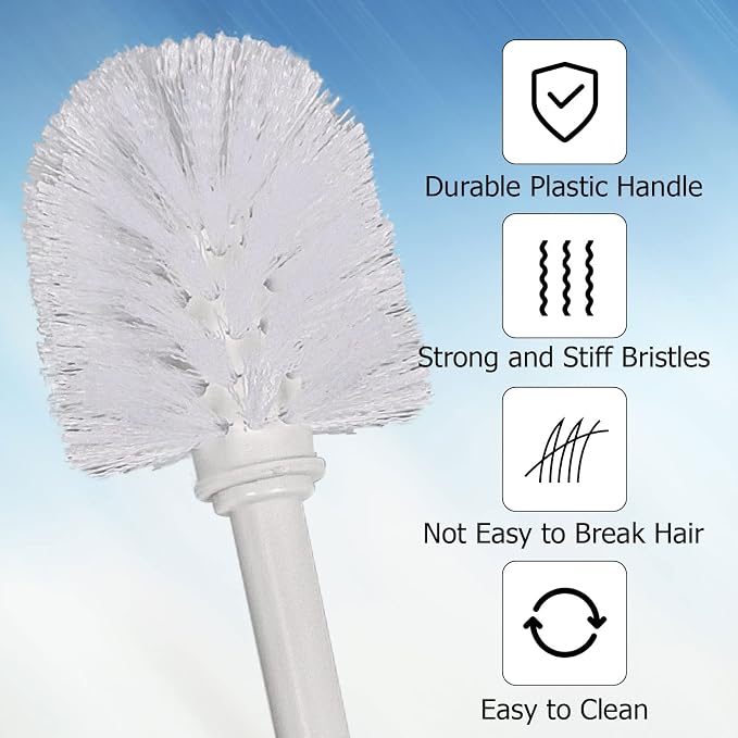 Topsky Toilet Brush & Holder Set, 2 Pack Plastic Round Barrel Loo Brush - Image 4