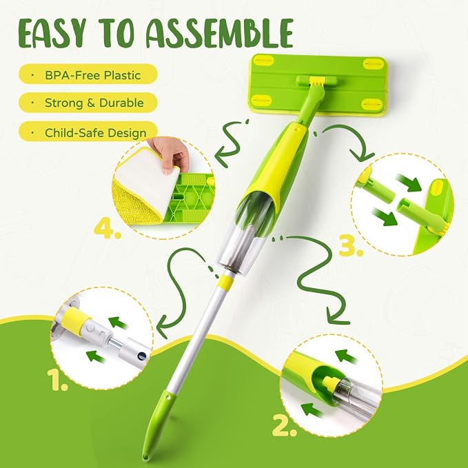 Kids Cleaning Toy Set, Mini Spray Mop Montessori Toys Pretend Play Cleaning Tool - Image 4