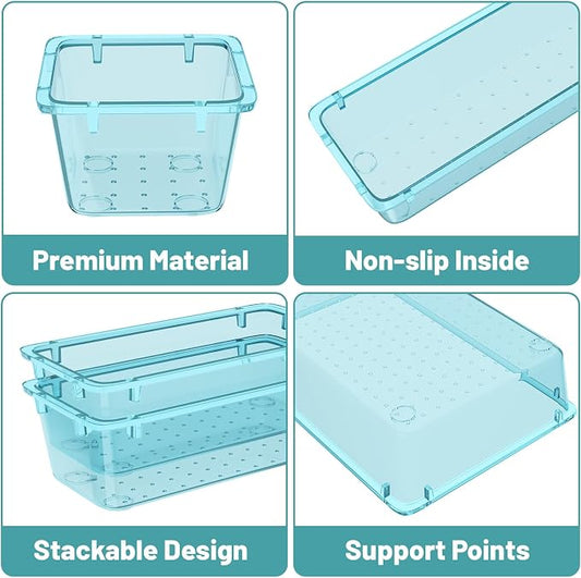 WOWBOX 16 PCS Plastic Drawer Organizer Set, 4 Sizes Desk Drawer Organization - Image 2