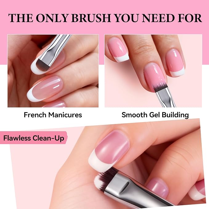 French Brush for Nails & Gel Polish Clean Up, Dual-Use Metal Handle Nail Art - Image 5