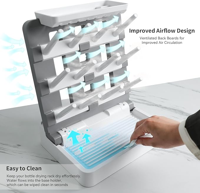 Baby Bottle Drying Rack, Vertical Standing Bottle Dryer Rack Holder-Space - Image 4