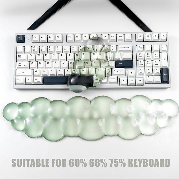 Ergonomic Gel Keyboard and Mouse Wrist Rest Set – Green Cloud Wrist Rest - Image 5