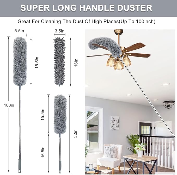 3 Pcs Extendable Microfiber Feather Duster, Electrostatic Bendable Head - Image 3