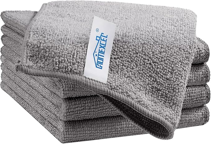 HOMEXCEL Grey Microfiber Cleaning Cloth, 5 Pack Cleaning Towels by HOMEXCEL