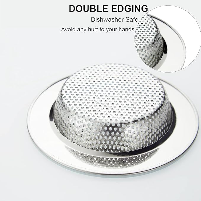 Kitchen Sink Strainer Stainless Steel, LASSHSWA Kitchen Sink Drain Strainer - Image 3
