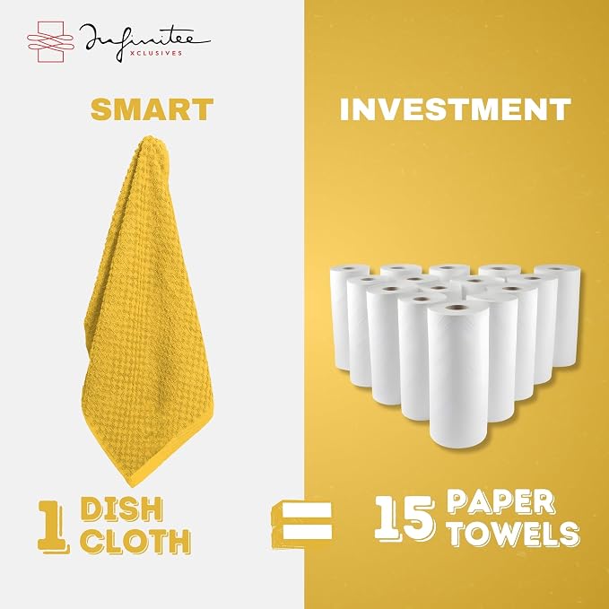 Infinitee Xclusives Premium Dish Cloth 100% Cotton 12 x 12 Inches |Pack of - Image 6