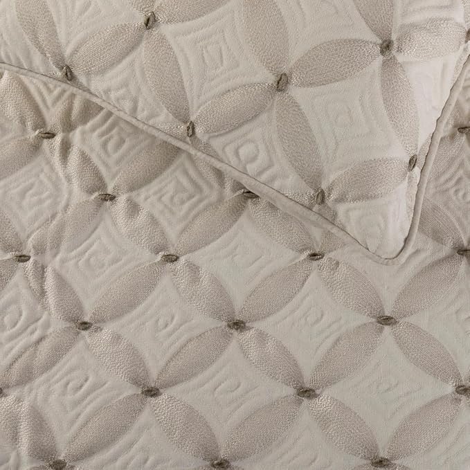 The HomeCentric King Queen Twin Ivory Bed Runner Without Pillow Cover, King Size 90"x18" Bed Runner Without Pillow Cover, Linen Quilted & Embroidery, Modern Contemporary - Tender Love