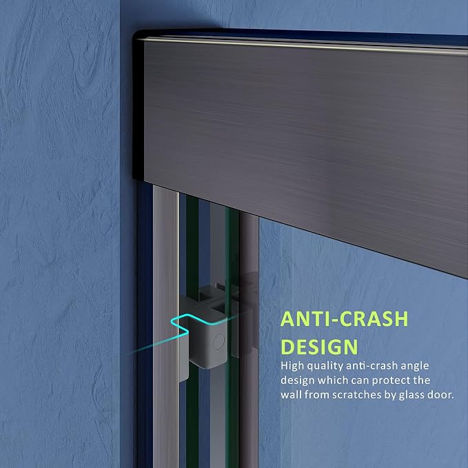 Semi-Frameless Double Sliding Shower Door 60 in. W x 72 in. H, Bathroom Clear - Image 7