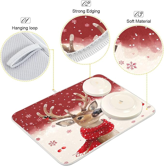 Christmas Reindeer Dish Drying Mat - Image 3