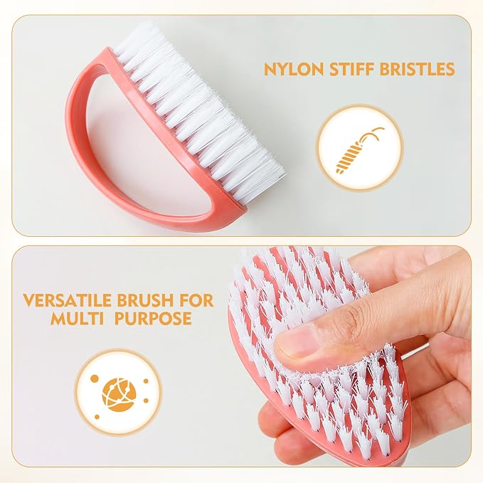 2 Pack Small Scrub Brush, Heavy Duty Stiff Nylon Bristles Cleaning Brush - Image 3