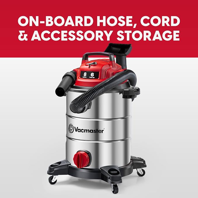 Vacmaster VOC812SF 1101 8-Gallon Premium Stainless Steel Wet/Dry Vacuum - Image 6