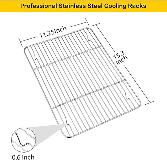E-far Baking Cooling Rack Set of 2, Stainless Steel Metal Roasting Cooking Racks - Image 2