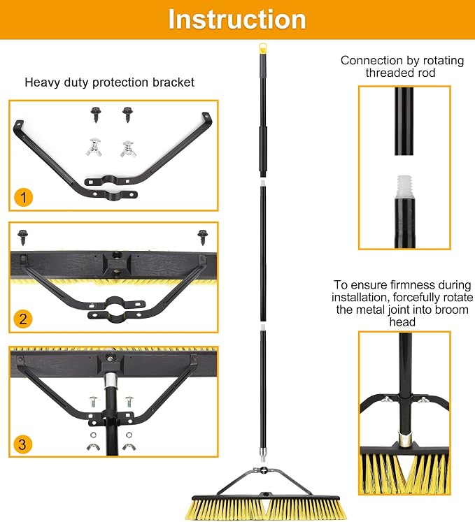24 Inches Push Broom Outdoor Heavy Duty Broom - Image 5