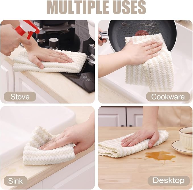 Homaxy Kitchen Towels, Ultra Soft and Absorbent Dish Towels, Reusable Fast - Image 4