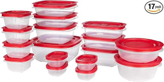 Rubbermaid EasyStore Rectangle, and Round Containers, 34-Piece Set, Food by Rubbermaid