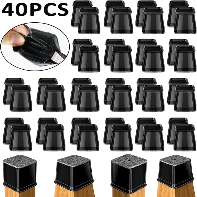 BUMACO Chair Leg Floor Protectors Square Chair Leg Protectors - Image 4