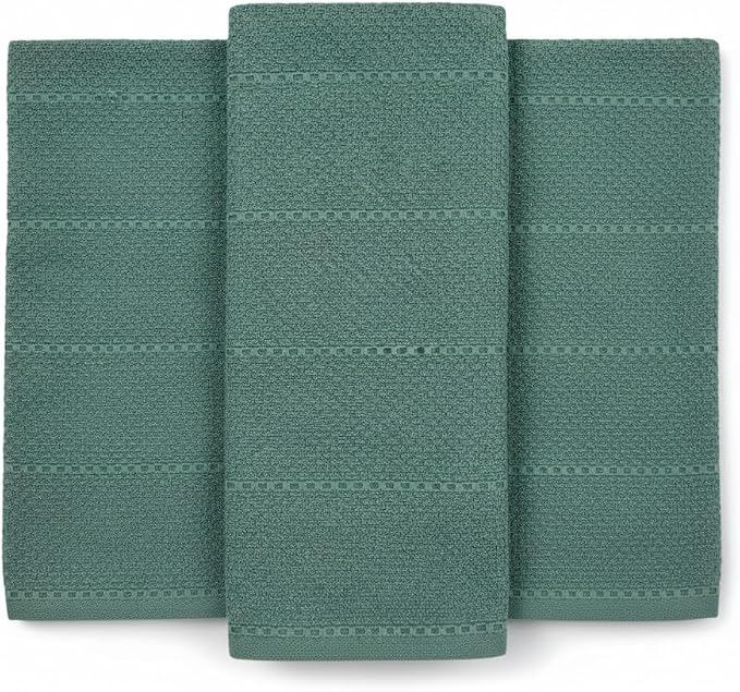 Serafina Home Dark Emerald Green Kitchen Hand Dish Towels: Oversized 28" x 18" - Image 3