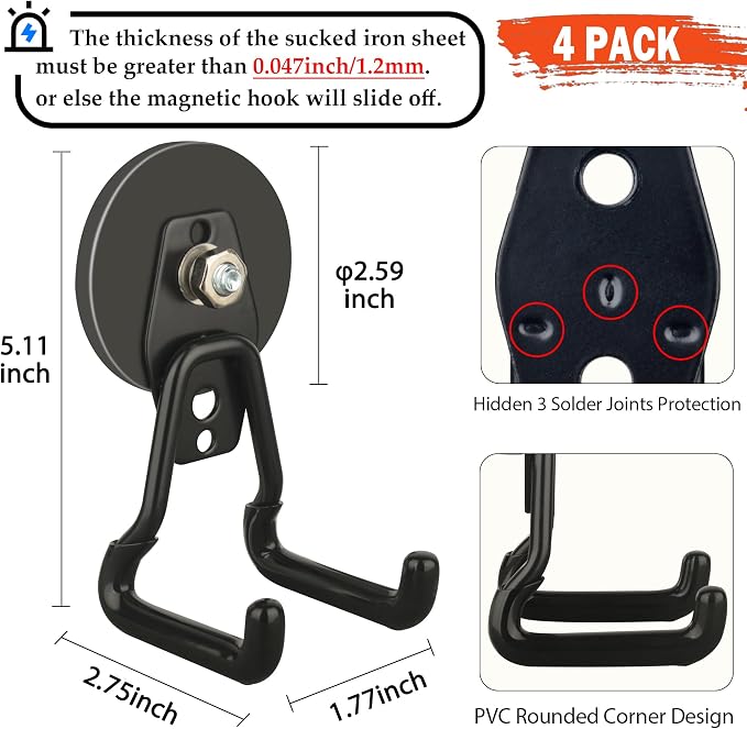 ULIBERMAGNET Upgraded Large Magnetic Hooks, Strong Heavy Duty Magnet Hooks - Image 3