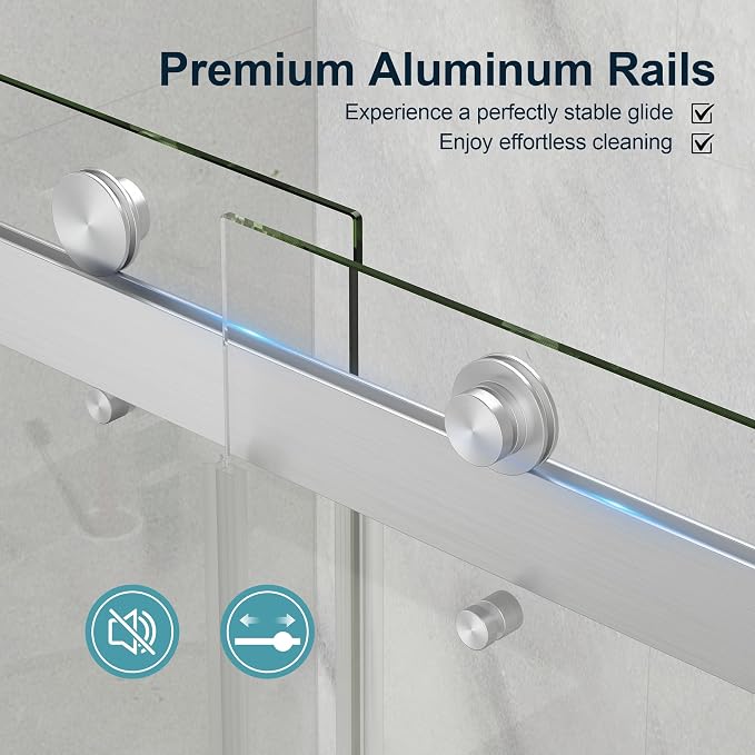 KPUY Frameless Shower Door, 43-48" W x 76" H Double Sliding Glass Shower Door - Image 7