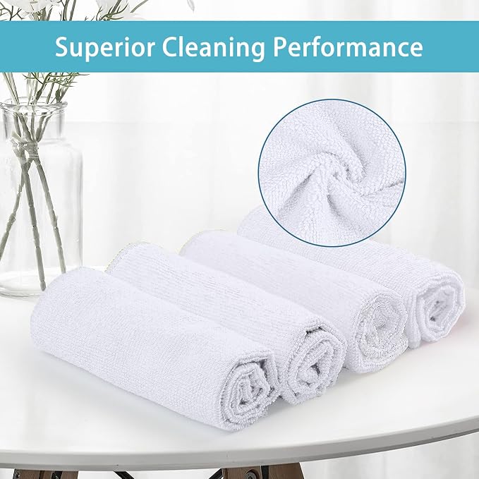 HOMEXCEL White Microfiber Cleaning Cloth, 5 Pack Cleaning Towels - Image 3