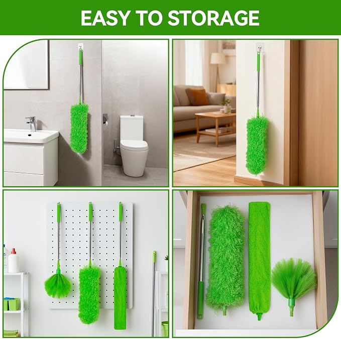 Cobweb Duster with Extension Pole, 3-in-1 Washable Cobweb Duster, Duster with - Image 7