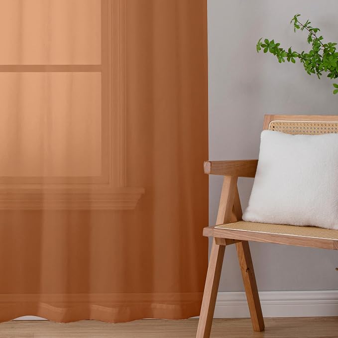 Chyhomenyc Orange Sheer Curtains 78 Inches Long 2 Panels Set - Image 7