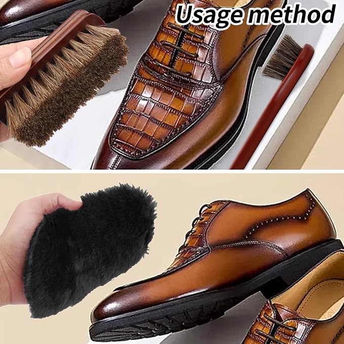 3 Pcs Shoe Brush Kit, Premium Horsehair Shoe Brush - Image 4