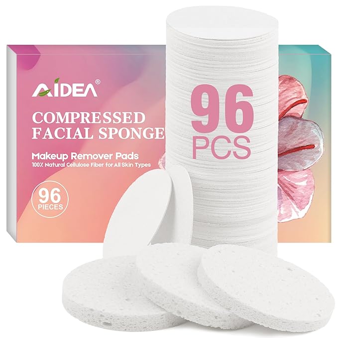 AIDEA Compressed Facial Sponges 96Count White, Face Sponges by AIDEAHOME