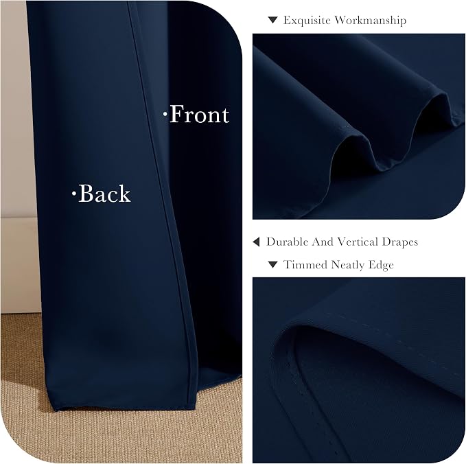 PONY DANCE Navy Blue Short Blackout Curtains - Image 5
