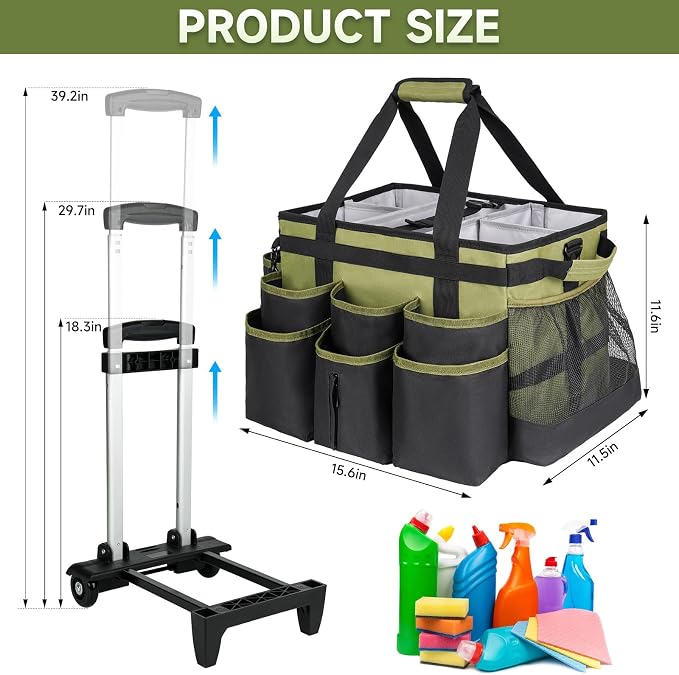 Large Rolling Cleaning Caddy Bag - Image 6