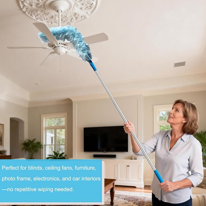 100 Inch Extended Handle Duster Heavy Duty Dusting 360° Duster Refills Kit - Image 6