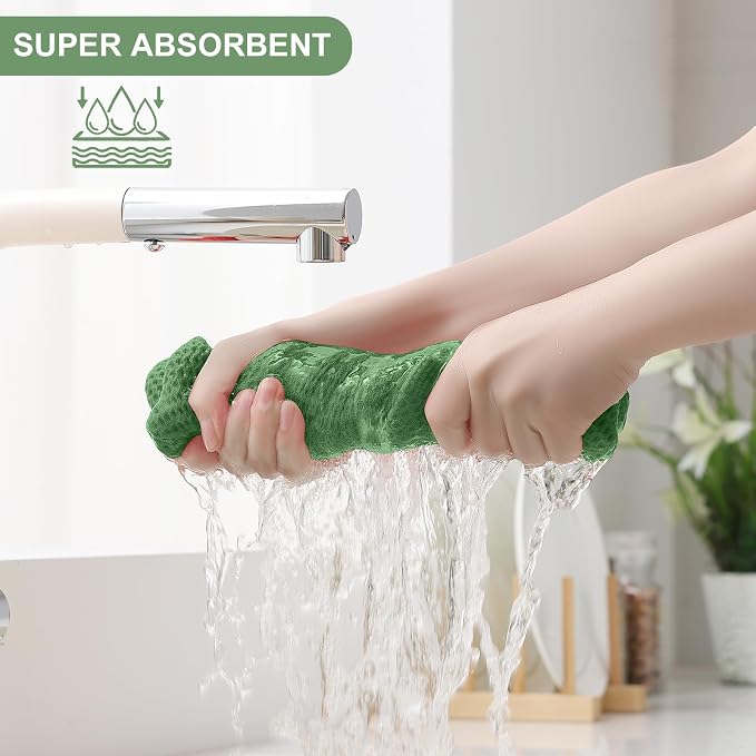 Homaxy 100% Cotton Kitchen Towels and Dishcloths Set, 12 x 12 Inches and 13 x - Image 3