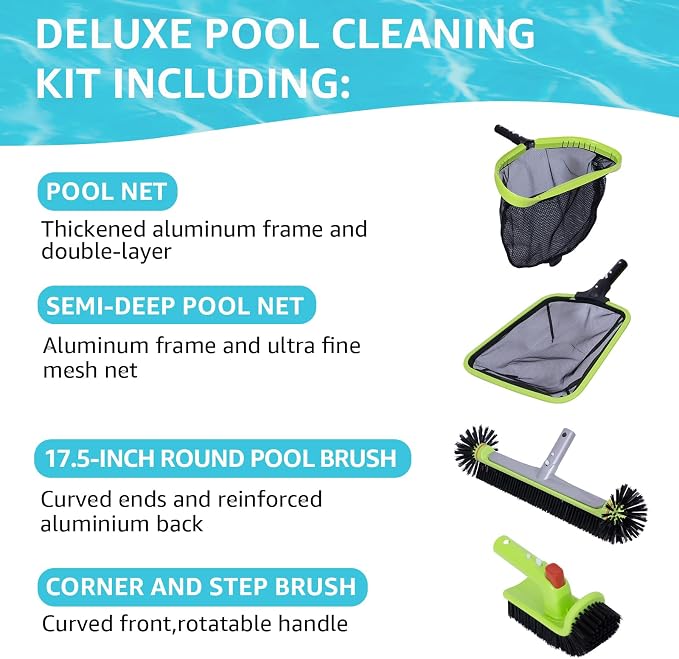 Sepetrel Deluxe Swimming Pool Cleaning Kit Including Professional Leaf Skimmer - Image 2