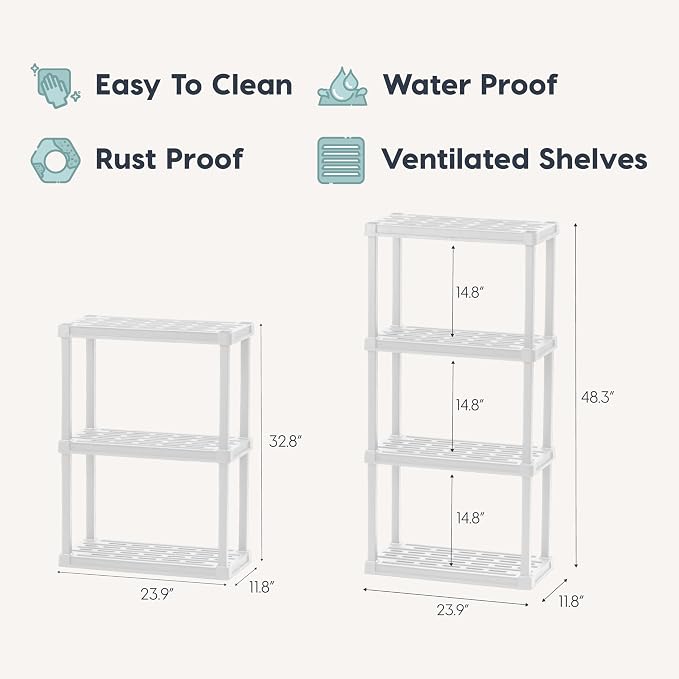 IRIS USA 4-Shelf Light Duty Plastic Storage Shelves, 200lb Capacity, Medium - Image 2