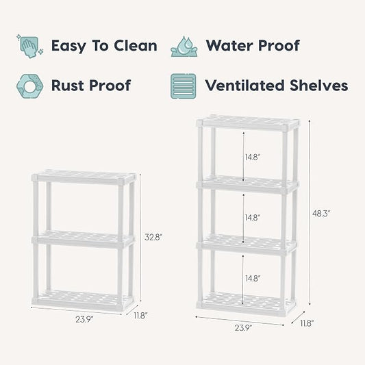 IRIS USA 4-Shelf Light Duty Plastic Storage Shelves, 200lb Capacity, Medium - Image 2