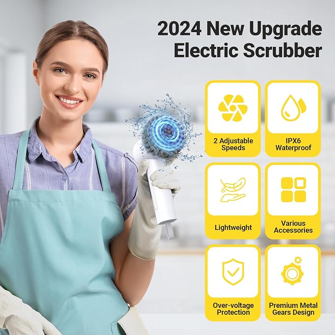 Electric Spin Scrubber, 2000 mAh Cordless Power Scrubber - Image 6