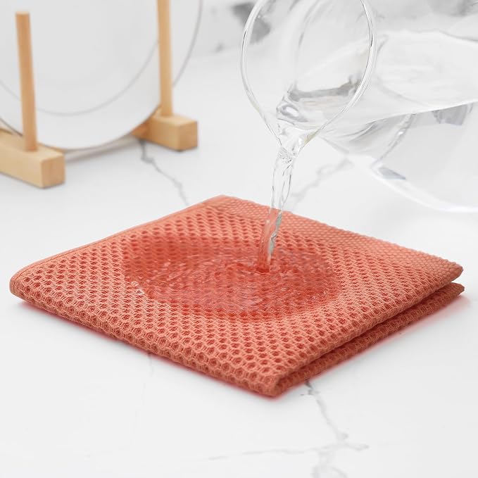 Kitinjoy 100% Cotton Kitchen Dish Cloths, 6 Pack Waffle Weave Ultra Soft - Image 3